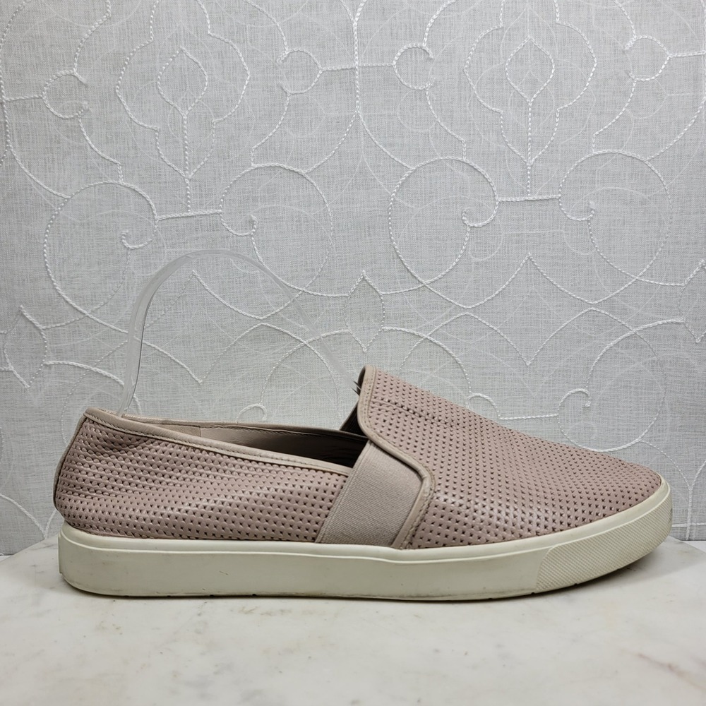 Vince Blair Slip On Sneakers 10M Warm Almond Pink Perforated Leather Casual Luxe
